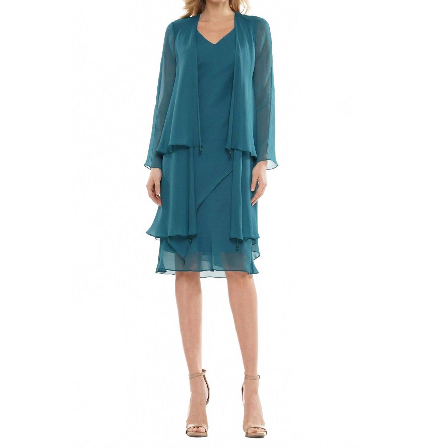 New Marsoni By Colors V-Neckline Midi Dress In Teal